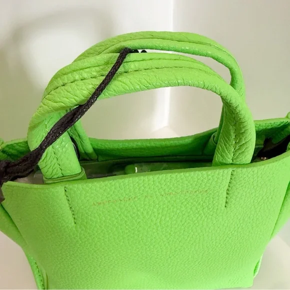 NWT Ampersand As Apostrophe Neon Green Leather Micro Tote Bag - Picture 3 of 8